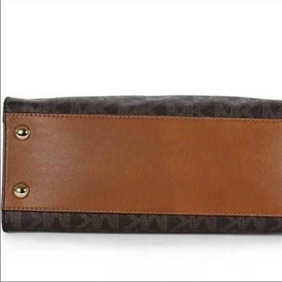 Michael Michael Kors Leather Hamilton Logo Tote Satchel Signature Monogram Bag - Picture 6 of 12